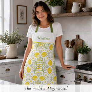 Custom Lemon Watercolor Pattern Apron
