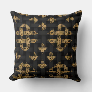 Custom Leopard Black Lattice Woven Diamond Pillow
