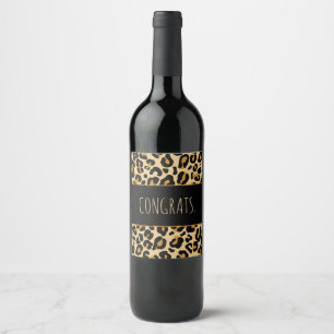 Custom Leopard Classic Modern Print Classic Wine Wine Label