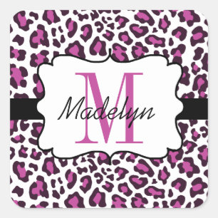 Custom Leopard Print Purple Black White Stickers