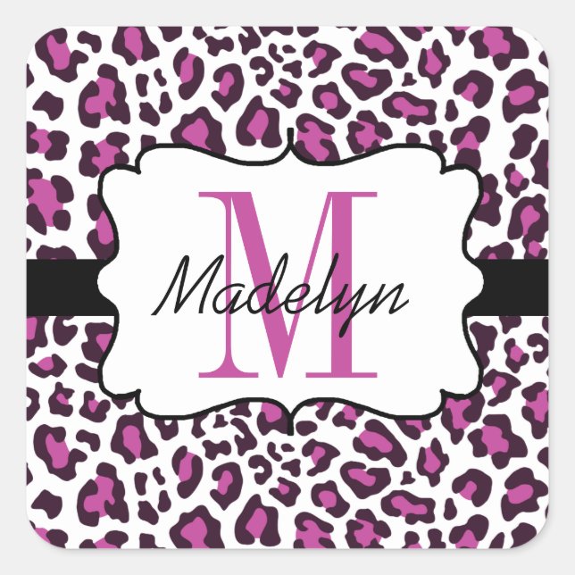 Custom Leopard Print Purple Black White Stickers (Front)