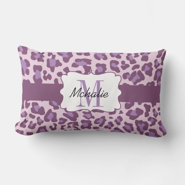 Custom Leopard Print Purple Lavender Lumbar Pillow (Front)