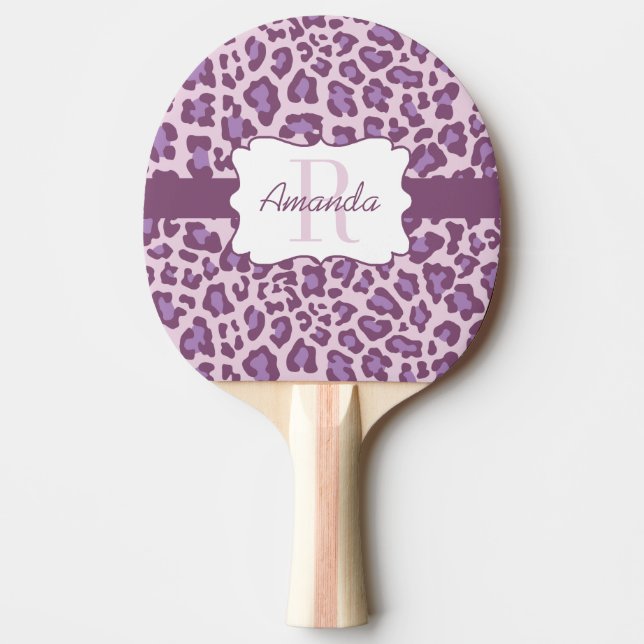 Custom Leopard Purple Lavender Ping Pong Paddle (Front)