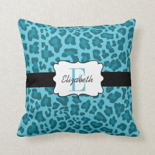 Custom Leopard Shades of Blue Throw Pillow