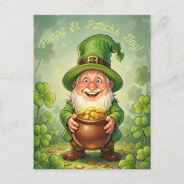 Custom Leprechaun Gnome Happy St. Patrick's Day  Postcard