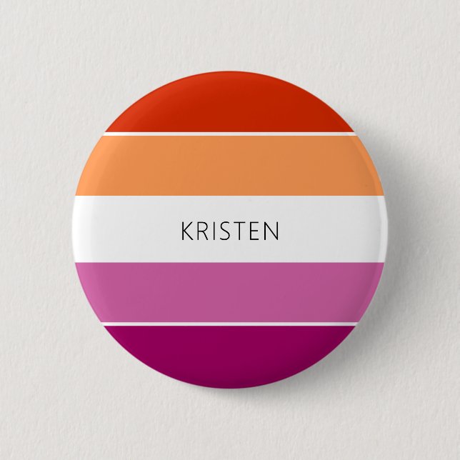 Custom Lesbian Flag Colours Stripes With Name 6 Cm Round Badge (Front)