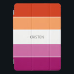 Custom Lesbian Flag Colours Stripes With Name iPad Pro Cover<br><div class="desc">Beautiful and modern orange,  white and purple coloured block stripes pattern design (the lesbian flag colours). Add name of your choice to customise this cool iPad pro cover.</div>