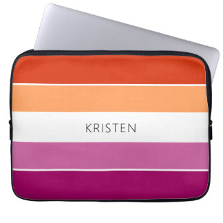 Custom Lesbian Flag Colours Stripes With Name Laptop Sleeve