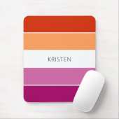Custom Lesbian Flag Colours Stripes With Name Mouse Mat (With Mouse)