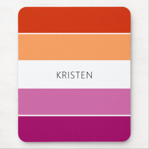 Custom Lesbian Flag Colours Stripes With Name Mouse Mat