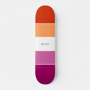 Custom Lesbian Flag Colours Stripes With Name Skateboard