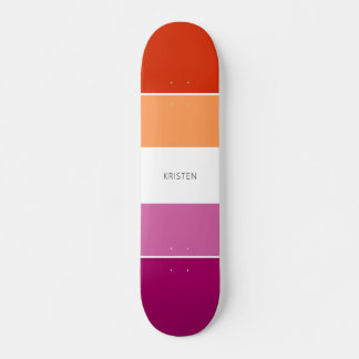 Custom Lesbian Flag Colours Stripes With Name Skateboard