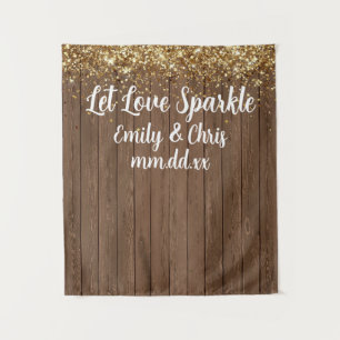 Custom Let Love Sparkle Wedding Rustic Wood Prop Tapestry