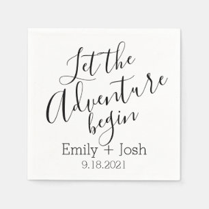 Custom Let the adventure begin personalised napkin