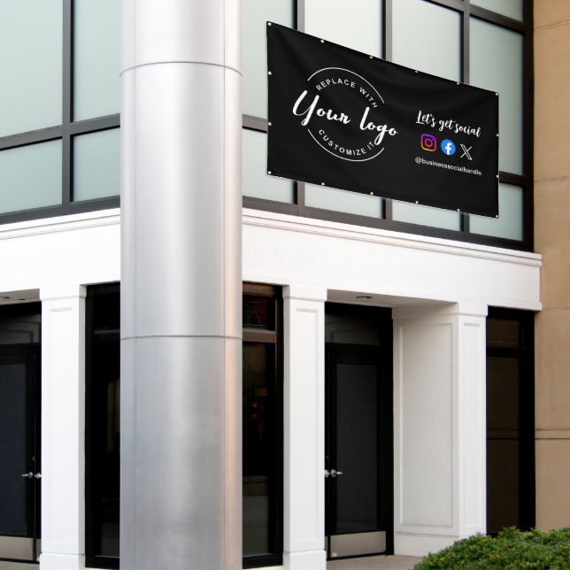 Custom Let's Get Social Media website logo Banner (Outside Building)