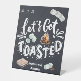 Custom Let's Get Toasted Wedding Pedestal Sign