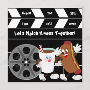 Custom Let's Watch Movies Birthday Invitations
