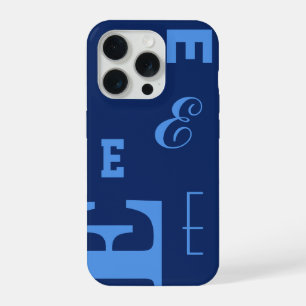 Custom Letter, Colour Pop Monogram, Navy & Blue iPhone 15 Pro Case