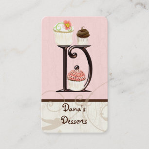 Custom Letter D Monogram Dessert Bakery Business Card