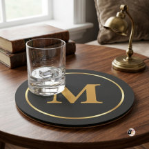 Custom Letter Elegant Monogram Charcoal Gold