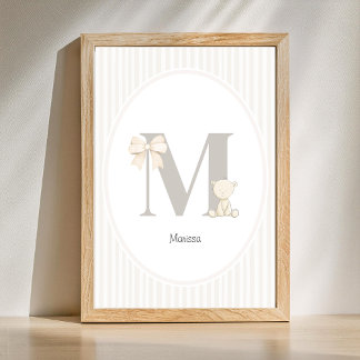 Custom Letter M Nursery Wall Art – Baby Name Print