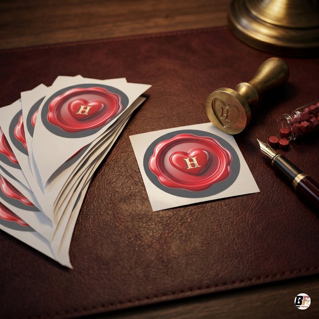 Custom Letter Monogram Red Heart Wax Seal Envelope (Creator Uploaded)