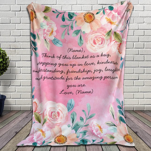 Custom Letter or Note Blanket for Her with Flowers (Creator Uploaded)