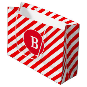 CUSTOM LETTER RED WHITE CHRISTMAS  LARGE GIFT BAG