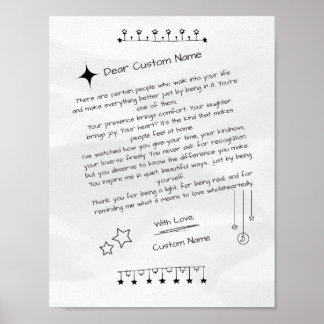 Custom Letter to a Beautiful Person Poster