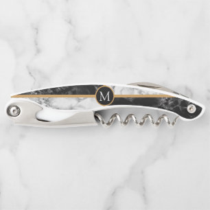 Custom Letter Waiter's Corkscrew Marble Design