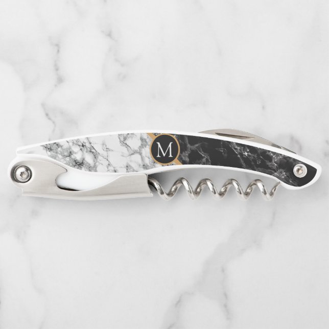 Custom Letter Waiter's Corkscrew Marble Design (Front)