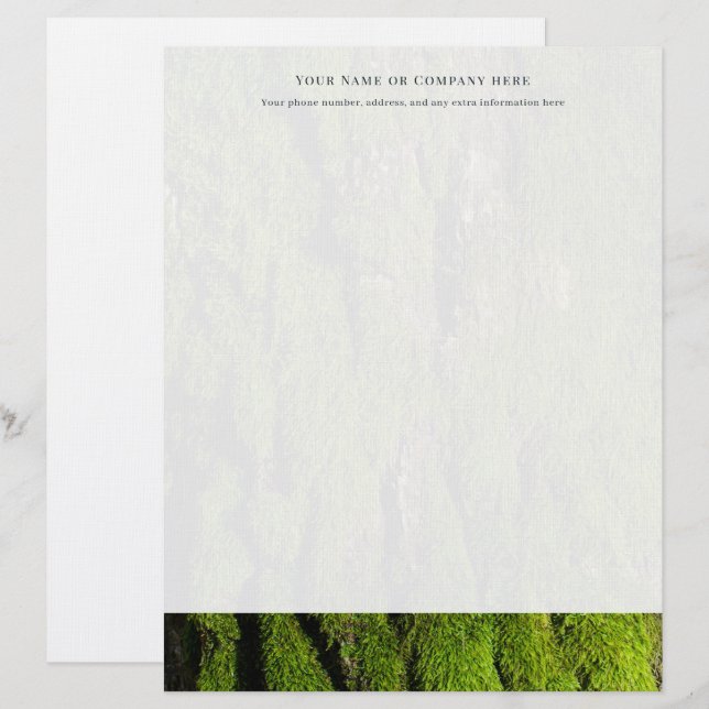Custom Letterhead with Lush Moss on Tree (Front/Back)