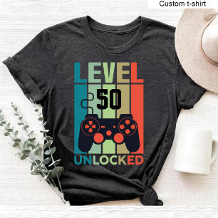 Custom Level 50 Unlocked Video Gamer 50th Birthday T-Shirt