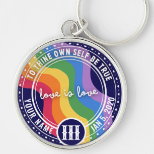 Custom LGBT Rainbow NA AA Recovery Token Keytag Key Ring