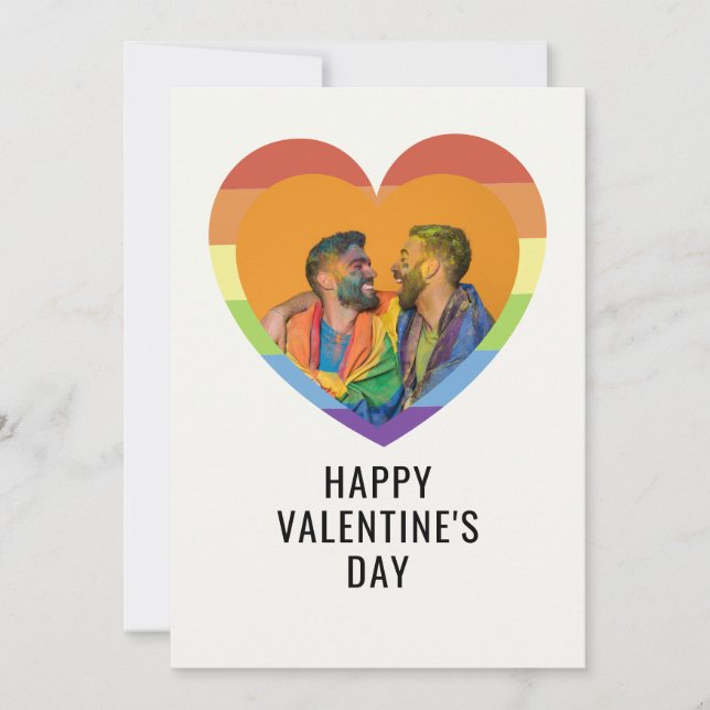 CUSTOM LGBT Valentine's Day Elegant  Heart Photo Holiday Card (Front)