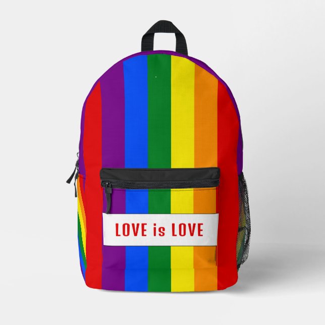 Custom LGBTQ+ Rainbow Flag Love Stripes for Pride Printed Backpack (Front)