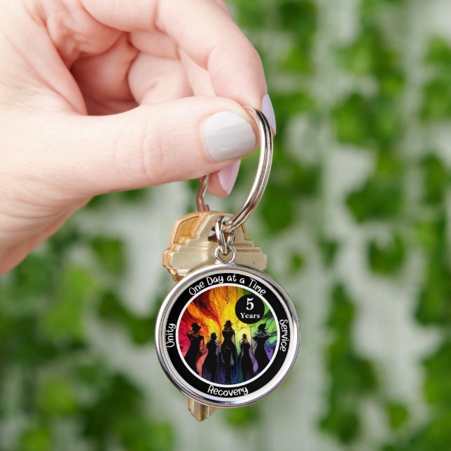 Custom LGBTQ Witchy Recovery Milestone Gift Key Ring (Hand)