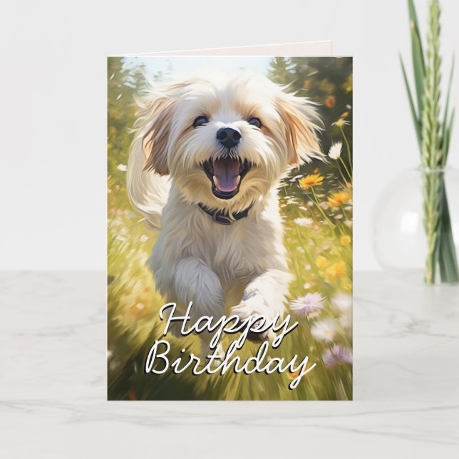 Custom Lhasa Apso Birthday Card (Front)