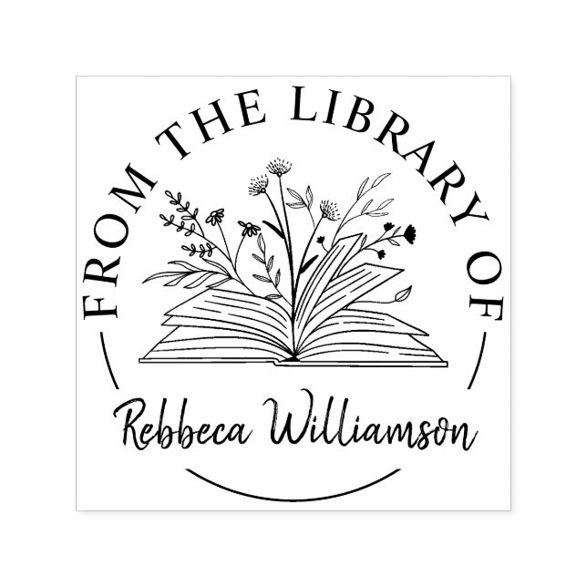 Custom library Book Self-inking Stamp (Design)