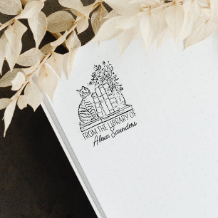 Custom Library Cat Rubber Stamp