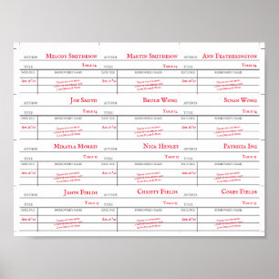 Custom Library Checkout Card Table Number Cards Poster