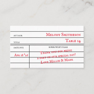 Custom Library Checkout Card Table Numbers