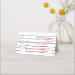 Custom Library Checkout Card Table Seating Card<br><div class="desc">These personalised table seating cards are an adorable addition to your event!  Designed to resemble a library checkout card,  personalise this tent card with your guests' information.  You can even add a custom message!</div>