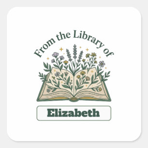 Custom Library of Name Floral Sticker