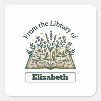 Custom Library of Name Floral Sticker
