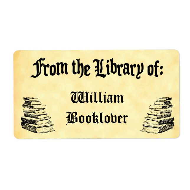 Custom "Library Of" Vintage Bookplate Labels (Front)