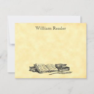 Custom Library Of Vintage Books and Writing Quill Card