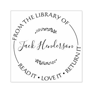 Custom Library Stamp Floral Book