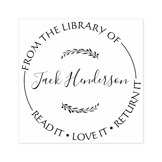 Custom Library Stamp Floral Book (Imprint)