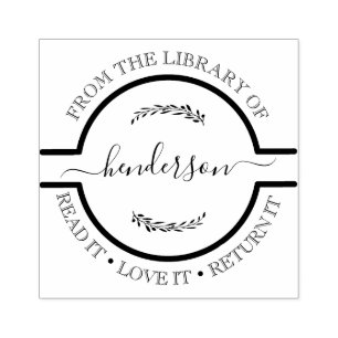 Custom Library Stamp Floral Book